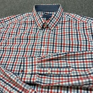 Mason James Mens XL Red Blue Plaid Stretch Long Sleeve Button Down Shirt